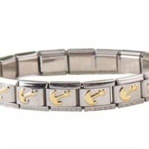 Stainless Steel Italian Charm Anchor Stretch Bracelet Includes Free Gift Box !